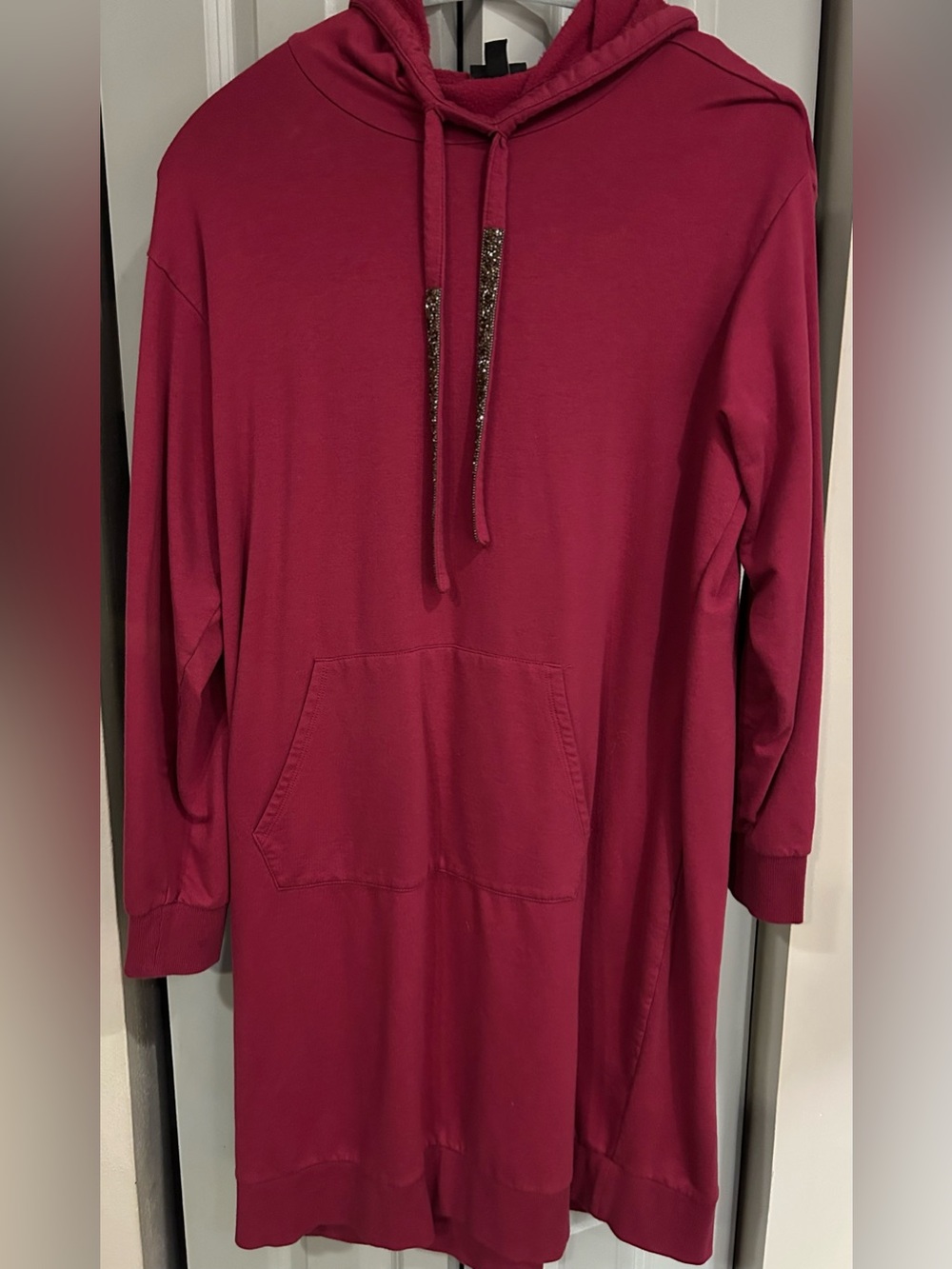 torrid Berry-Red Hooded Sweater Tunic with Kangaroo Pocket